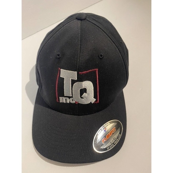 Original Port Authority Hat L/XL Black Flat Bill Flex Fit Baseball Cap - Picture 1 of 9